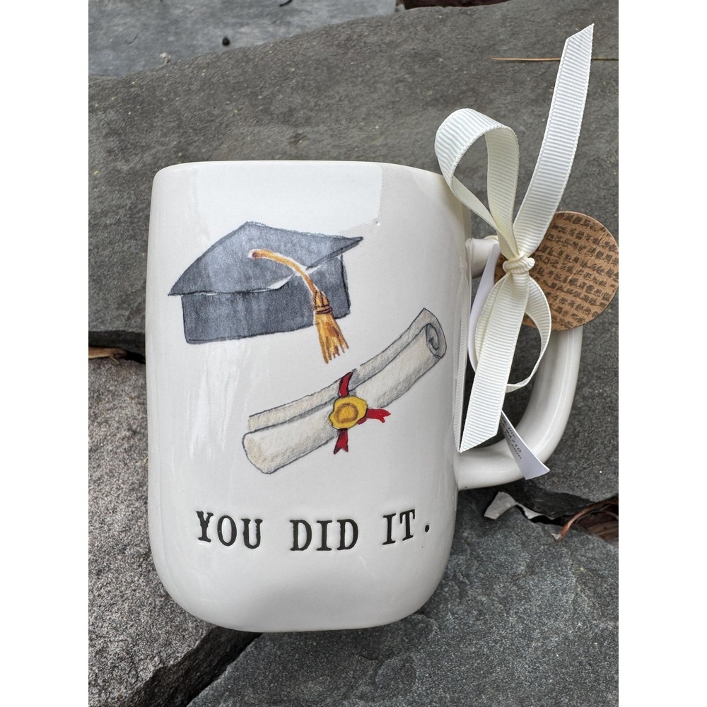 Rae Dunn Graduation Class of 2025 Mugs w/Topper, You Did It, Congrats Gra-Choose